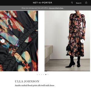 ULLA JOHNSON
Amalie ruched floral-print silk-twill midi dress